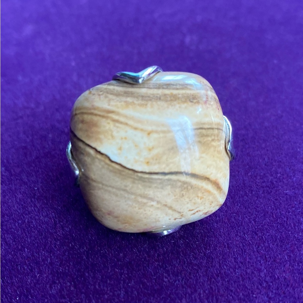 925 Silver Brown Agate Statement Ring - image 2